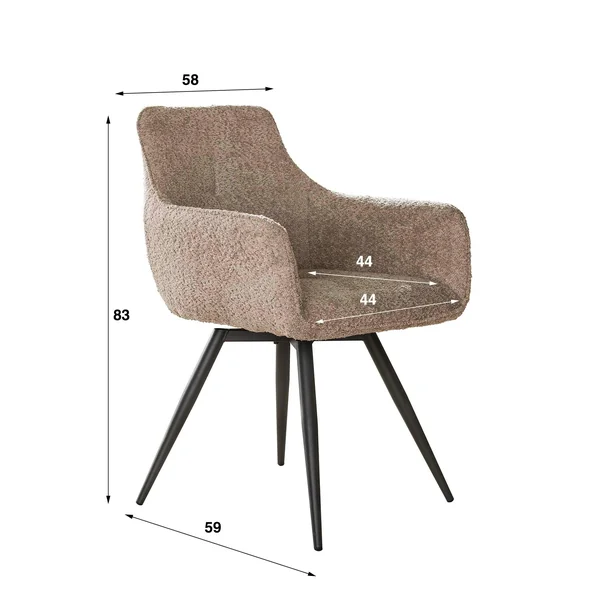 Fauteuil pivotant de salle à manger en bouclette sable (lot de 2) GALWAY