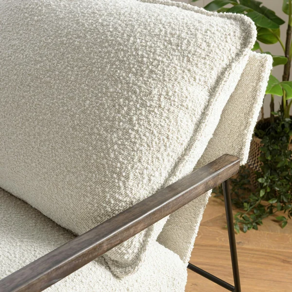 Fauteuil structure métal tissu bouclette blanc TIM