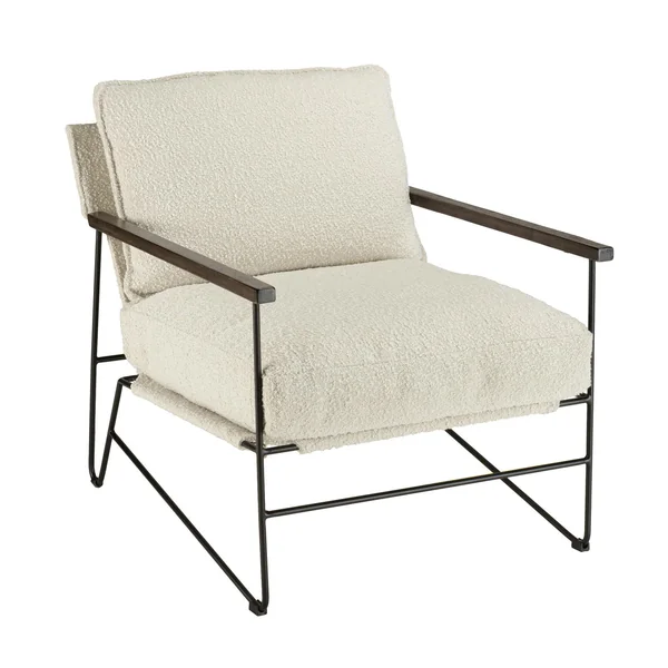 Fauteuil structure métal tissu bouclette blanc TIM