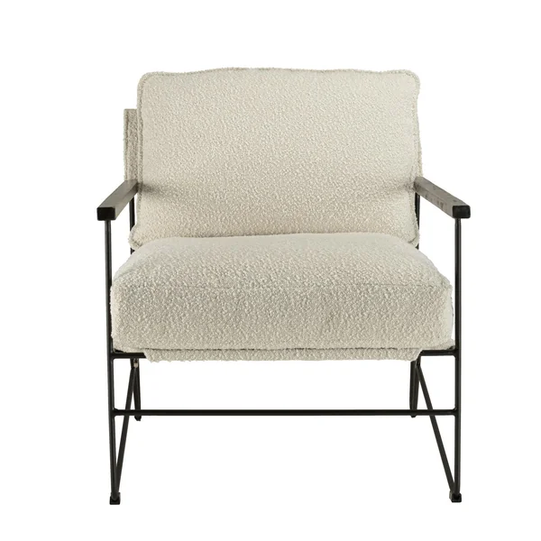 Fauteuil structure métal tissu bouclette blanc TIM