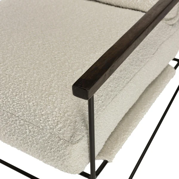 Fauteuil structure métal tissu bouclette blanc TIM
