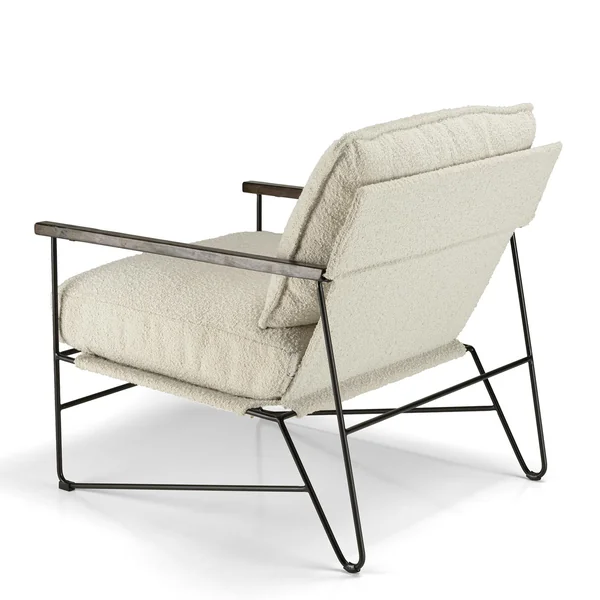 Fauteuil structure métal tissu bouclette blanc TIM