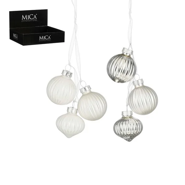 Grappe de 3 décorations à suspendre en verre argenté - Ø 3,5 cm