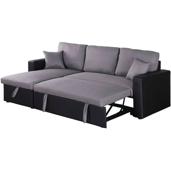 HABITAT ET JARDIN Canapé D'angle Convertible/ Réversible Avec Coffre "alain" - 3 Places - Gris / Noir