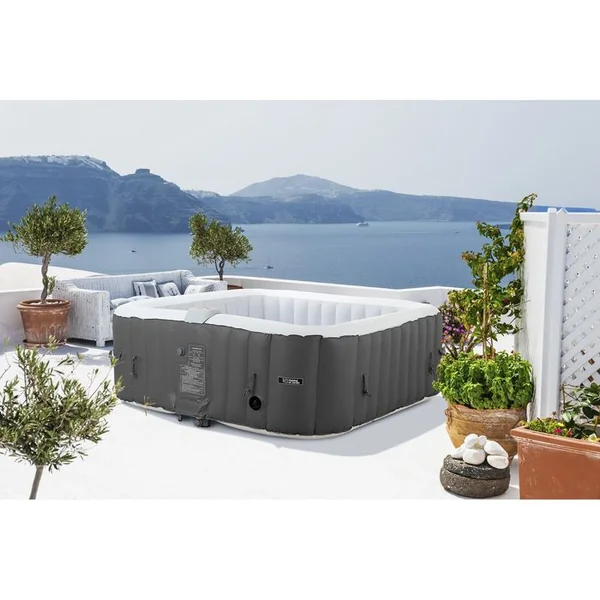 HABITAT ET JARDIN Spa Gonflable "riviera" En Pvc - 6 Places - Gris/blanc