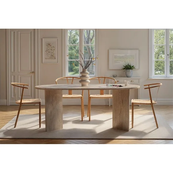 HABITAT ET JARDIN Table à Manger En Bois "sablin" - 180 X 89 X 75 Cm - Travertin