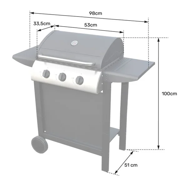 HAPPY GARDEN Barbecue Au Gaz Hawaï - 3 Brûleurs 8,4kw