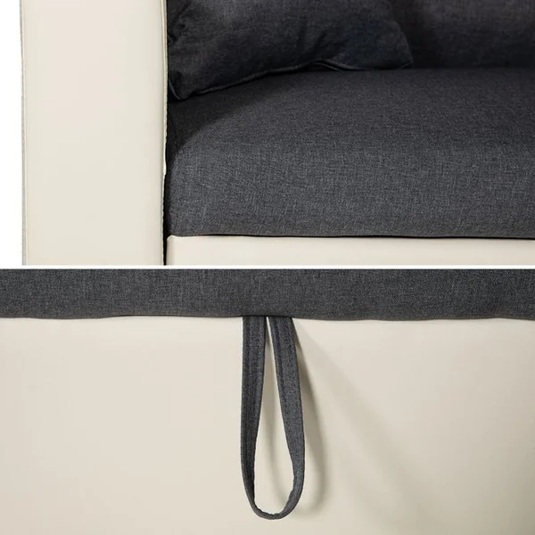 HAPPY GARDEN Canapé D'angle Convertible Clark 3 Places Gris Chiné Et Blanc