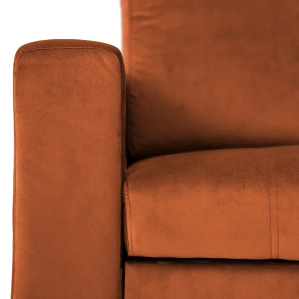 HAPPY GARDEN Canapé D'angle Convertible James 3 Places En Velours Terracotta