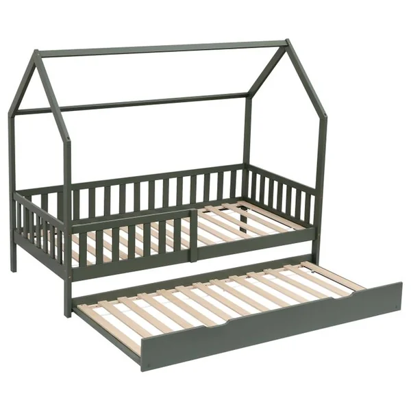 HAPPY GARDEN Lit Cabane Gigogne Pour Enfant 190x90cm Vert Marceau