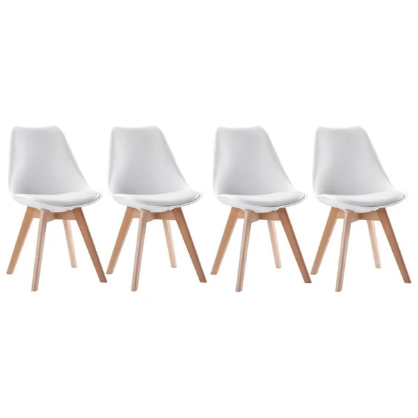HAPPY GARDEN Lot De 4 Chaises Scandinaves Nora Blanches Avec Coussin