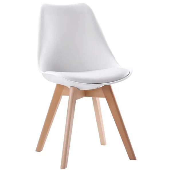 HAPPY GARDEN Lot De 4 Chaises Scandinaves Nora Blanches Avec Coussin
