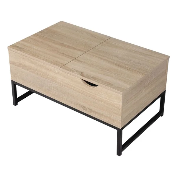 HAPPY GARDEN Table Basse Avec Plateaux Relevables Noire Et Bois Lotta