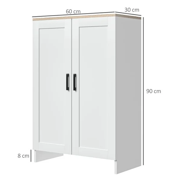 HOMCOM Buffet 2 Portes 2 étagères Bahut Blanc Effet Bois Clair