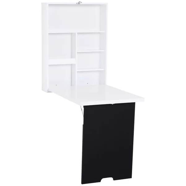 HOMCOM Bureau Mural Pliable étagère + Tableau Craie Intégré