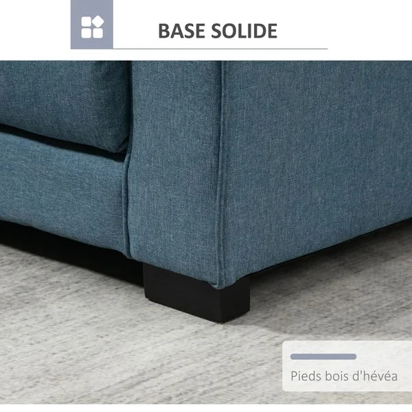 HOMCOM Canapé Convertible 2 Places Design Contemporain Tissu Bleu