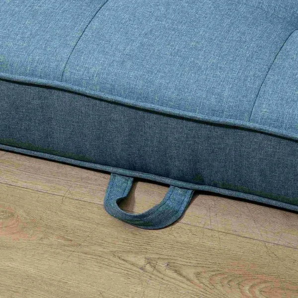 HOMCOM Canapé Convertible 2 Places Design Contemporain Tissu Bleu