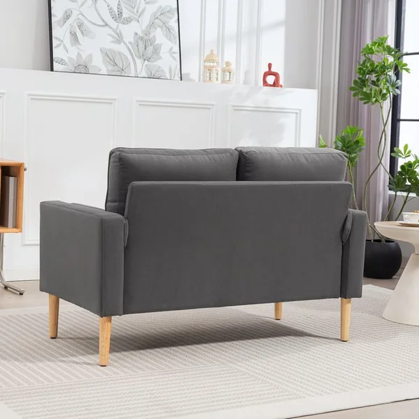 HOMCOM Canapé Scandinave 2 Places Piètement Bois Clair Tissu Coussins