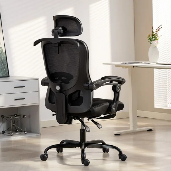 HOMCOM Chaise De Bureau Manager Ergonomique Réglages Multiples Noir