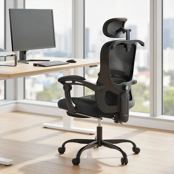 HOMCOM Chaise De Bureau Manager Ergonomique Réglages Multiples Noir