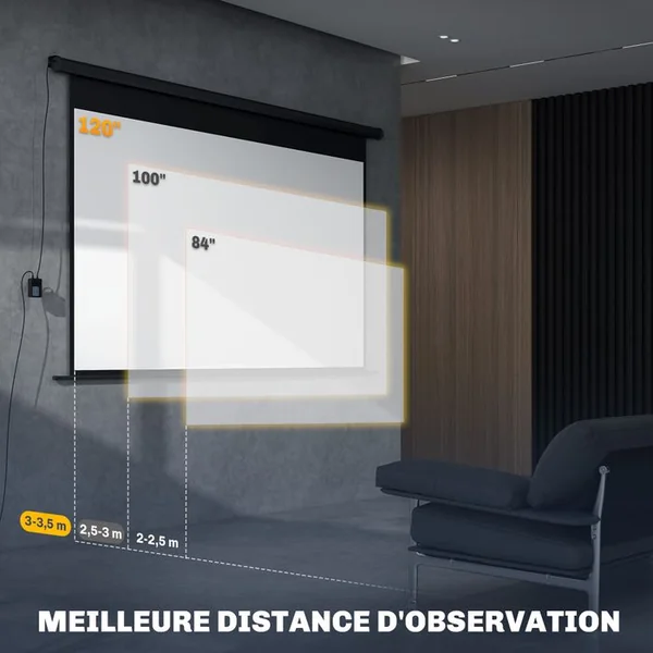 HOMCOM Ecran De Projection Motorisé 16:9 120 Pouces 4k HD Avec Télécommande