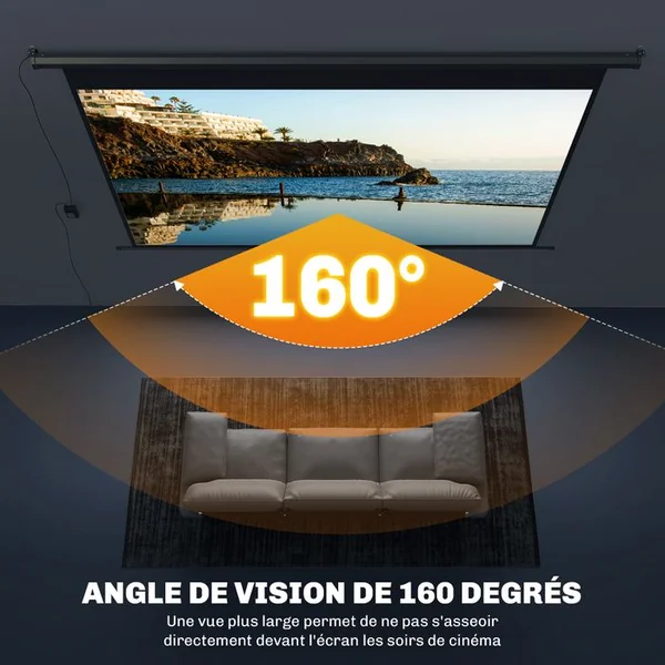 HOMCOM Ecran De Projection Motorisé 16:9 120 Pouces 4k HD Avec Télécommande