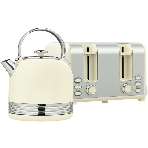 HOMCOM Ensemble Bouilloire Et Grille-pain Vintage Crème