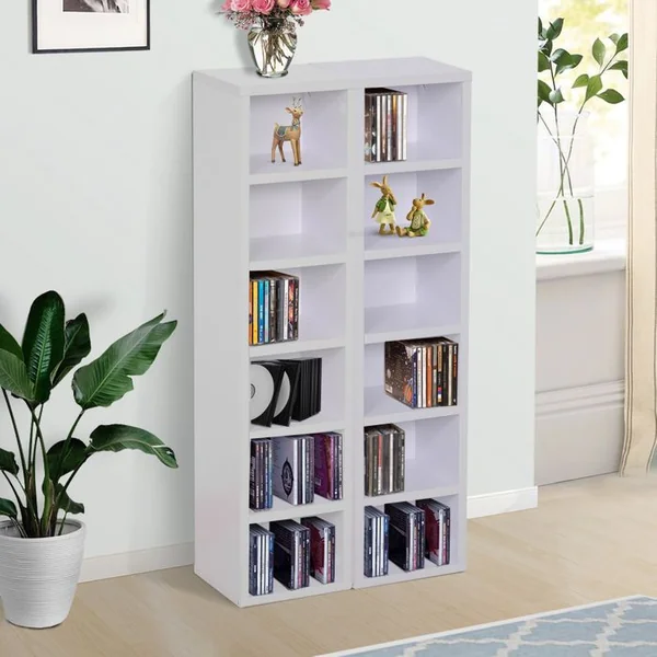 HOMCOM Lot De 2 étagères Colonnes Range-cd/dvd 21l X 19l X 88h Cm