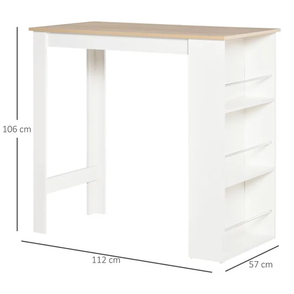 HOMCOM Table De Bar Avec Rangement 3 étagères