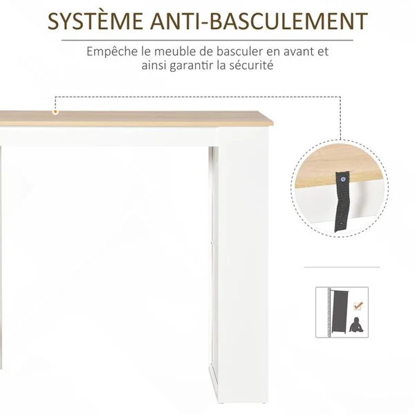 HOMCOM Table De Bar Avec Rangement 3 étagères