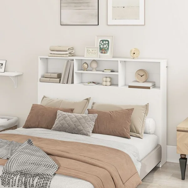 HOMCOM Tête De Lit Avec Rangement 140 Cm - 4 Niches, Grande étagère