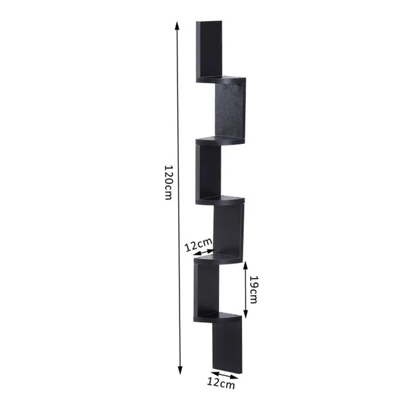 HOMCOM étagère D'angle Design Zig Zag Noire