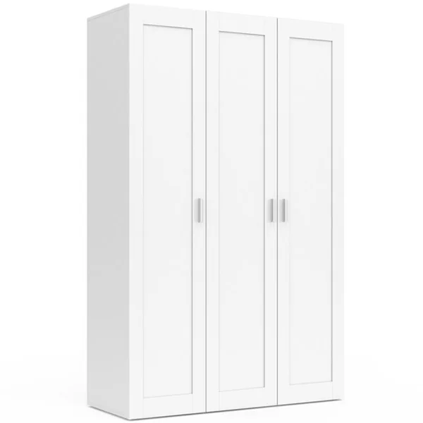 ID MARKET Armoire 3 Portes Vito Blanc Penderie 120 Cm Avec étagères