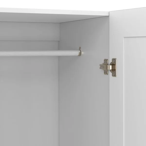 ID MARKET Armoire 3 Portes Vito Blanc Penderie 120 Cm Avec étagères