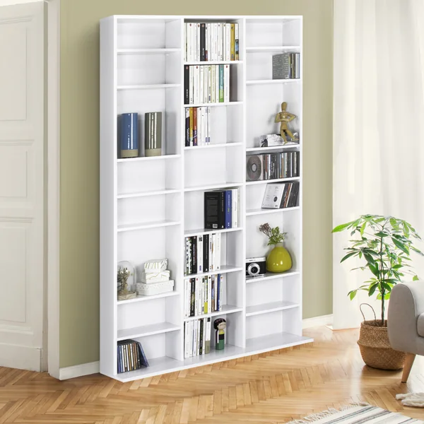 ID MARKET Bibliothèque étagère Cd Ceylia 30 Cases Avec étagères Modulables Bois Blanc