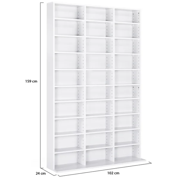 ID MARKET Bibliothèque étagère Cd Ceylia 30 Cases Avec étagères Modulables Bois Blanc