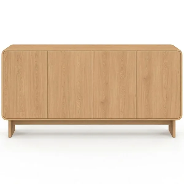ID MARKET Buffet 160 Cm Capucine XXL 4 Portes Façon Hêtre Design Arrondi