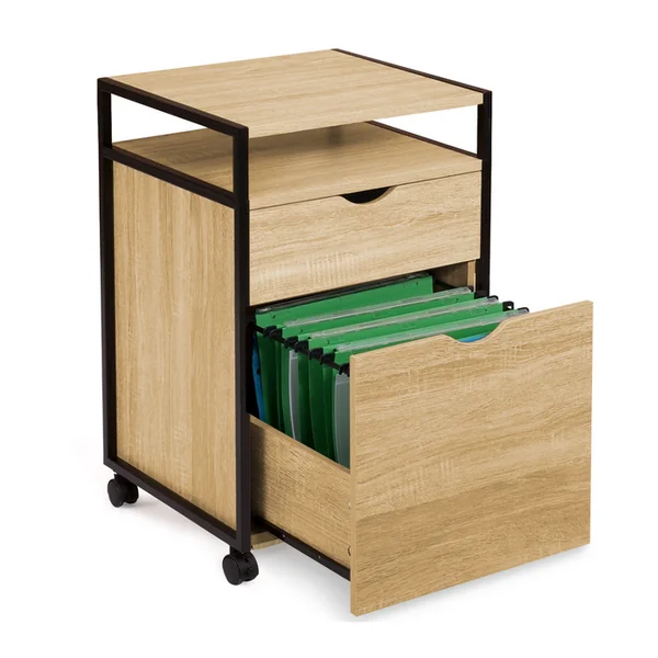 ID MARKET Caisson De Bureau Support Imprimante Detroit 2 Tiroirs Design Industriel