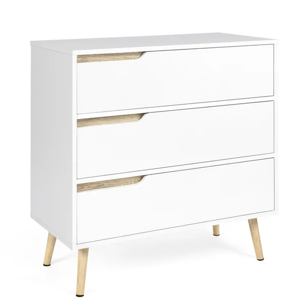 ID MARKET Commode 3 Tiroirs Helsinki 80 Cm Scandinave Blanc