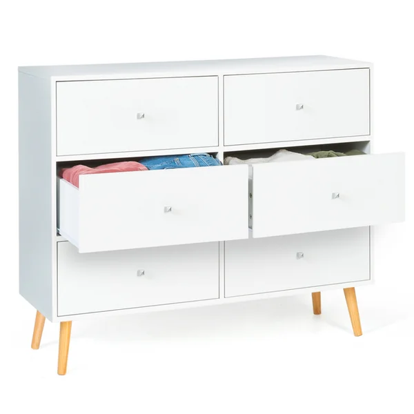 ID MARKET Commode 6 Tiroirs Emmie 110 Cm Scandinave Blanc