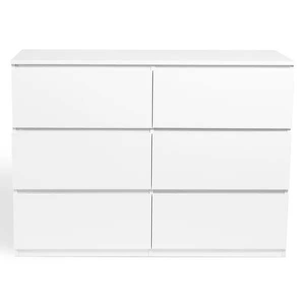 ID MARKET Commode 6 Tiroirs Tomi 110 Cm Bois Blanc