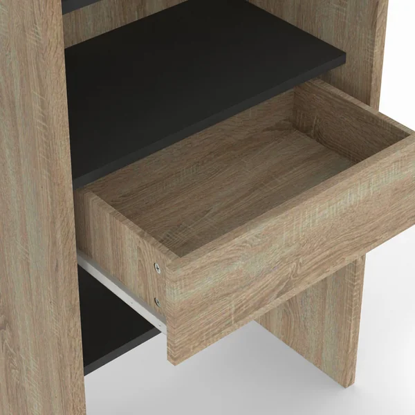 ID MARKET Dressing Extensible Bois Noir Marty 120/170x50x180cm Avec Rideau + Double Penderie + Étagères