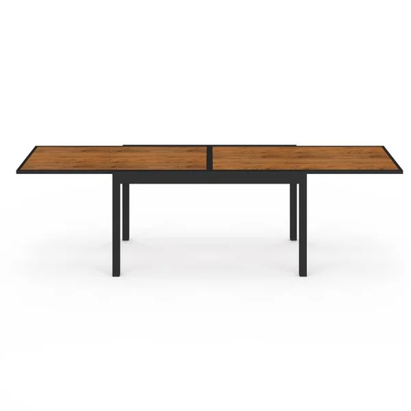 ID MARKET Ensemble Assises Et Table Noumea Extensible 135/270 Cm Effet Bois Et 12 Chaises Empilables Noir