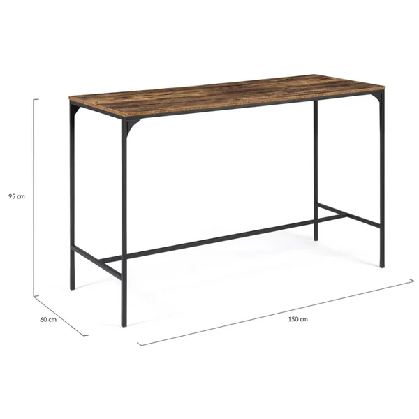 ID MARKET Ensemble Table Haute De Bar Dayton 150 Cm Et 6 Tabourets Effet Vieilli Design Industriel