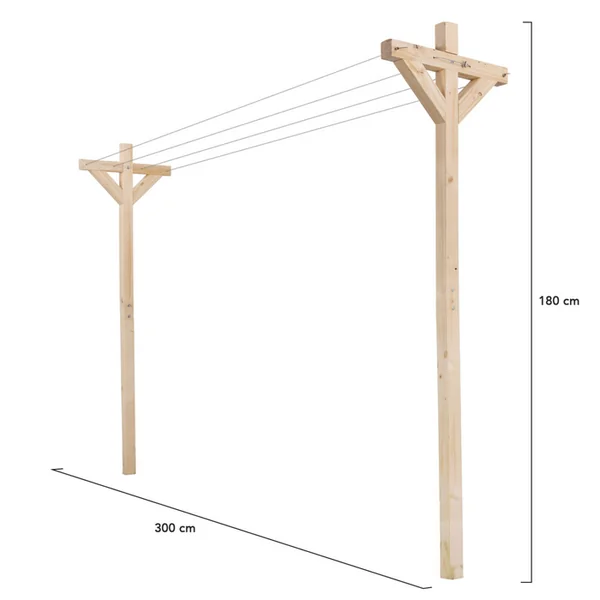 ID MARKET Etendoir à Linge Extérieur Madera Capacité 12m En Bois