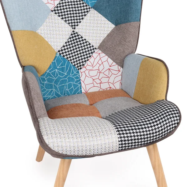ID MARKET Fauteuil Scandinave Ivar En Tissu Patchwork Multicouleurs