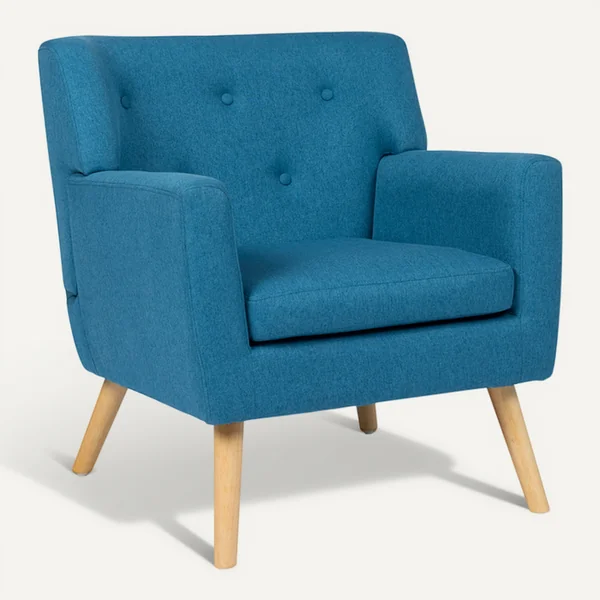 ID MARKET Fauteuil Scandinave Liv En Tissu Bleu Canard