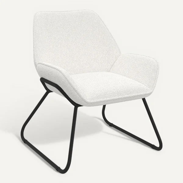 ID MARKET Fauteuil Sixtine En Tissu Bouclette Et Pieds Métal Noirs
