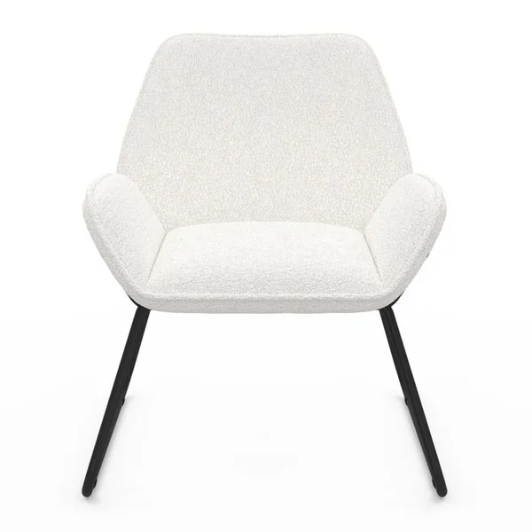 ID MARKET Fauteuil Sixtine En Tissu Bouclette Et Pieds Métal Noirs