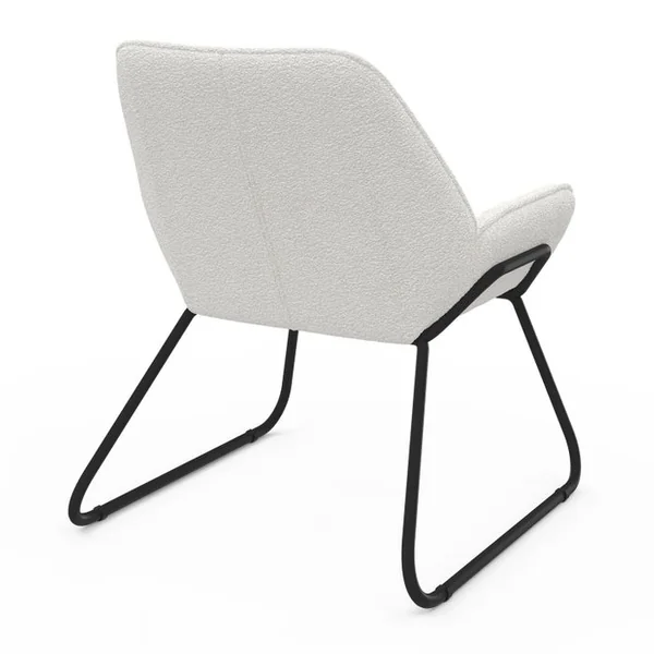 ID MARKET Fauteuil Sixtine En Tissu Bouclette Et Pieds Métal Noirs